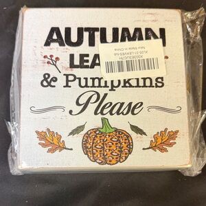 Autumn Leaves & Pumpkins Please Decorative Sign